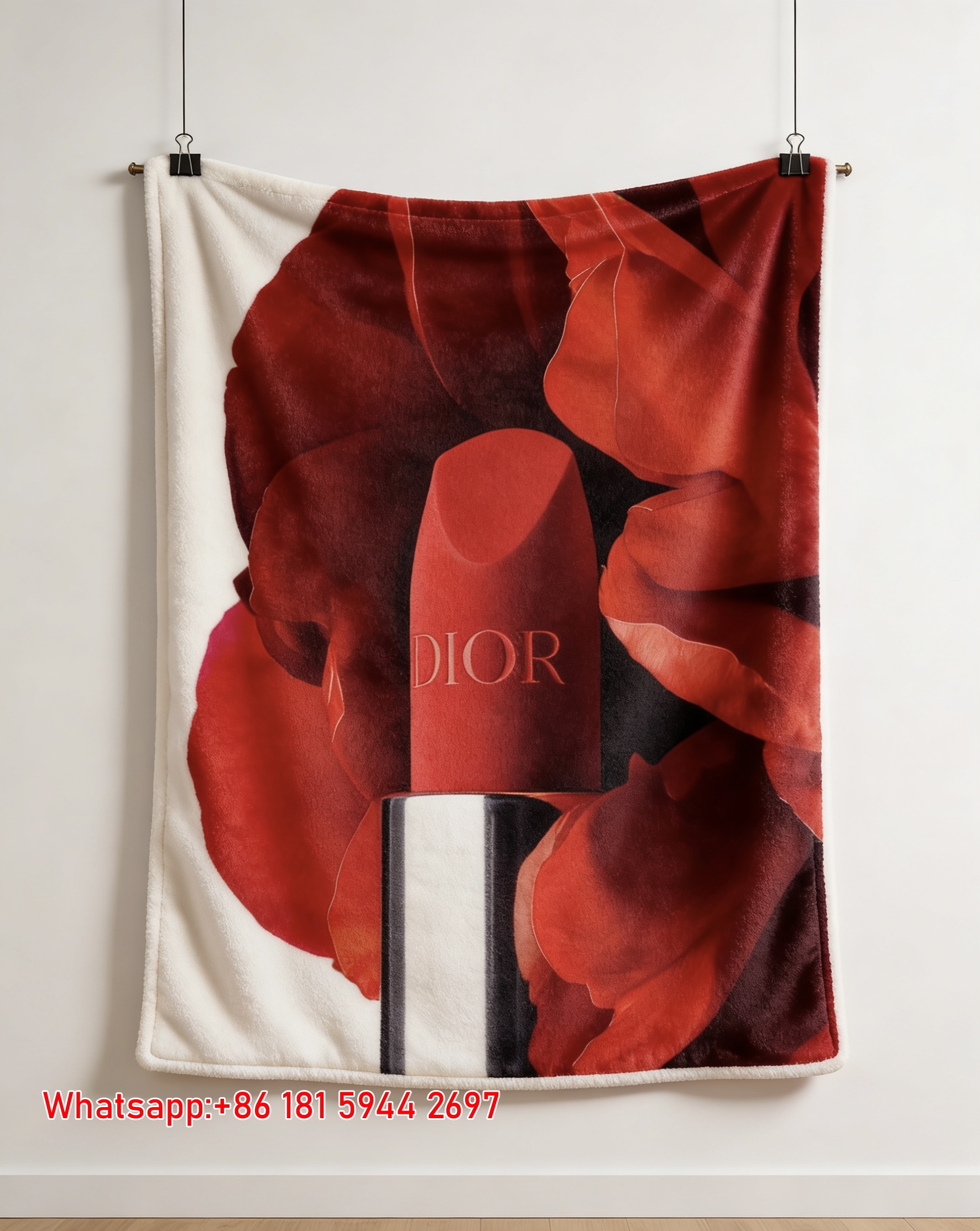 Dior Red Velvet Lipstick Flannel Sofa Throw Blanket D327